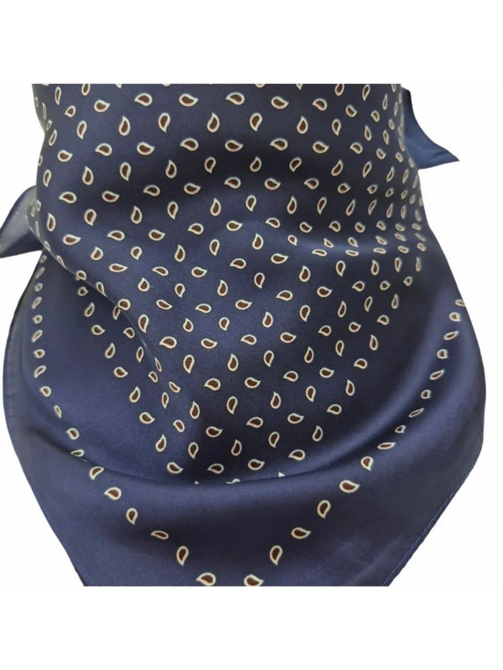 ✨Elegant Luxurious Silky Square Scarf Soft Blue Teardrop Paisley Foulard Hijab
